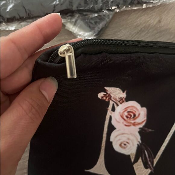 New Black Zipper Pouch with Floral Initial Detail - Multiple Available - Picture 15 of 15